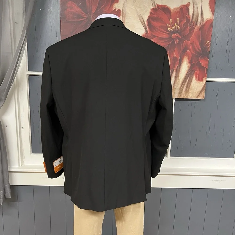 Tallia Blazer Sport Coat Mens 50R Classic Fit‎ Polyester Blend Stretch Black